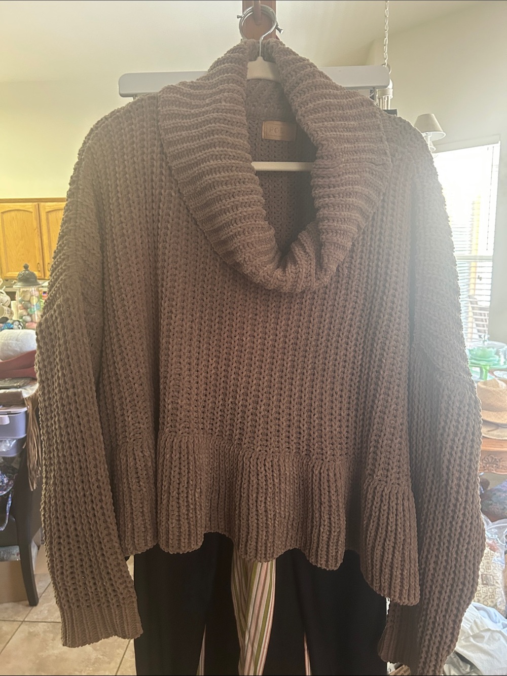 POL Taupe Chunky Cowl Neck Sweater VGUC